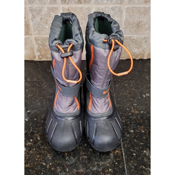 Sorel Flurry Winter Snow Boots Youth Size 4 Black Gray Orange Waterproof FluryEC main image 7